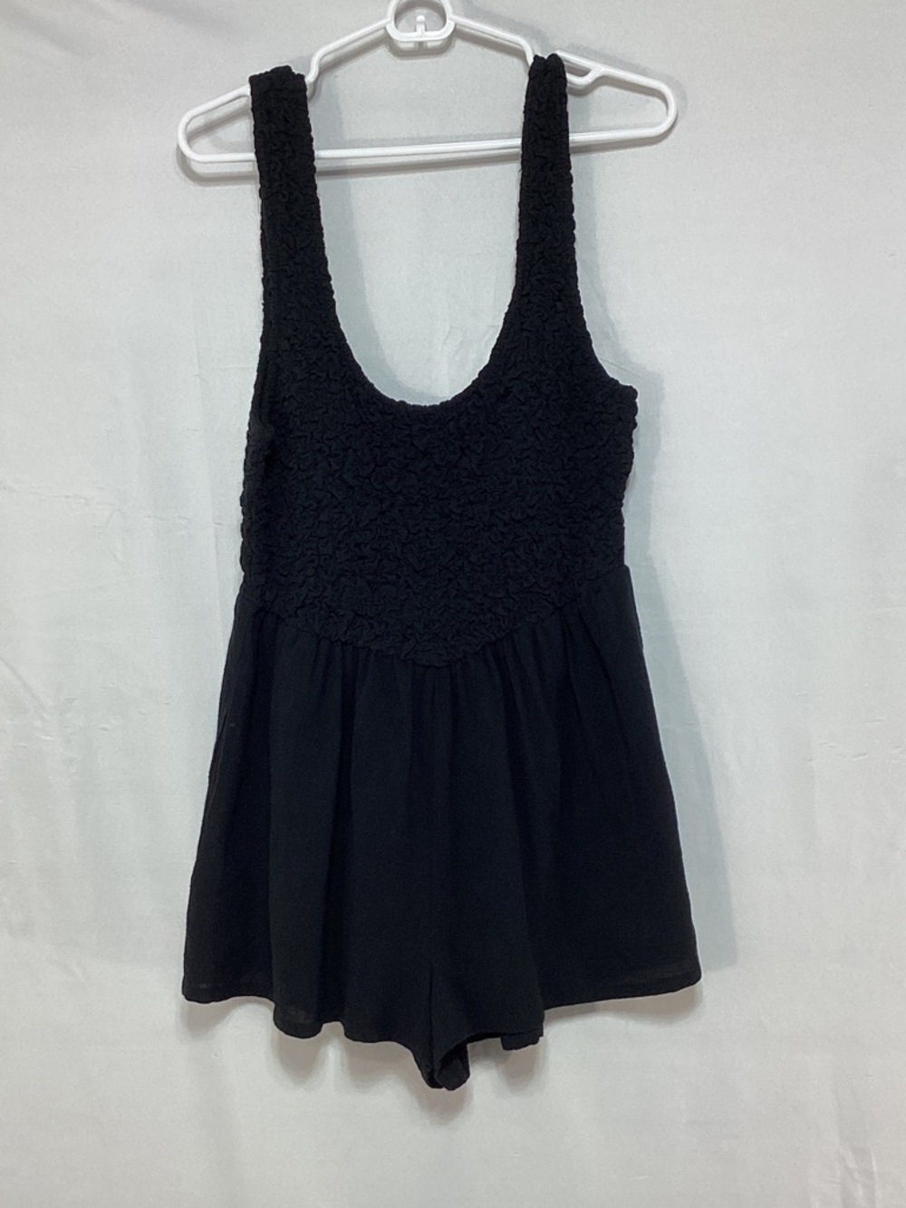 Free People Large Black Textured Tank Romper